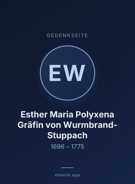 Gedenkportrait von Esther Maria Polyxena Gräfin von Wurmbrand-Stuppach
