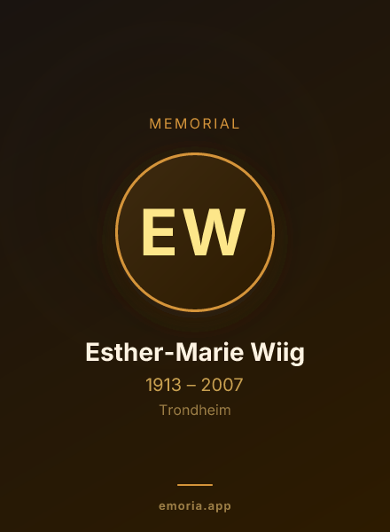 Memorial portrait of Esther-Marie Wiig