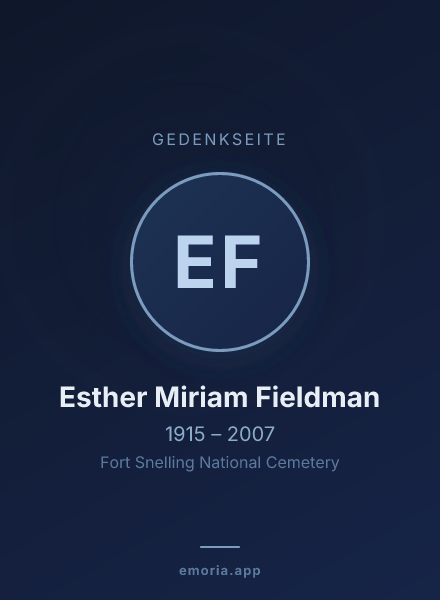 Gedenkportrait von Esther Miriam Fieldman