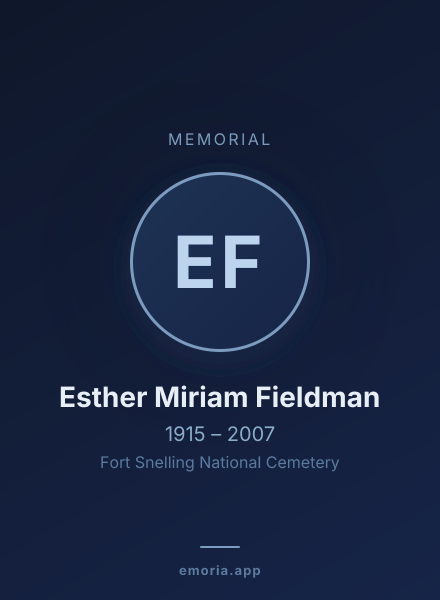 Memorial portrait of Esther Miriam Fieldman