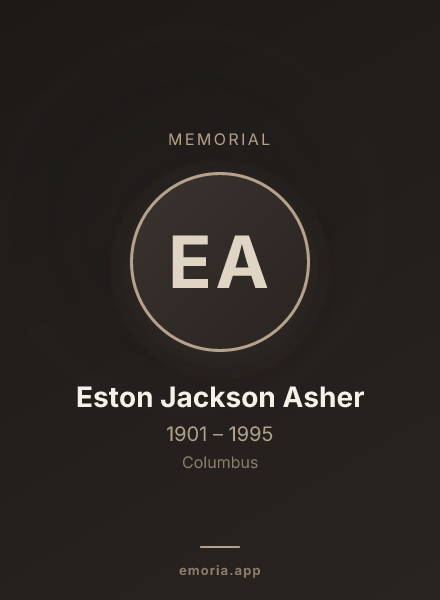 Memorial portrait of Eston Jackson Asher
