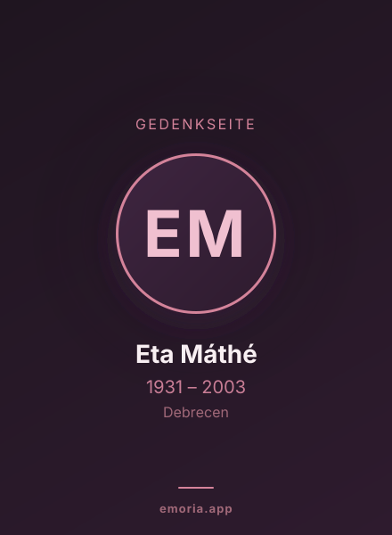 Gedenkportrait von Eta Máthé