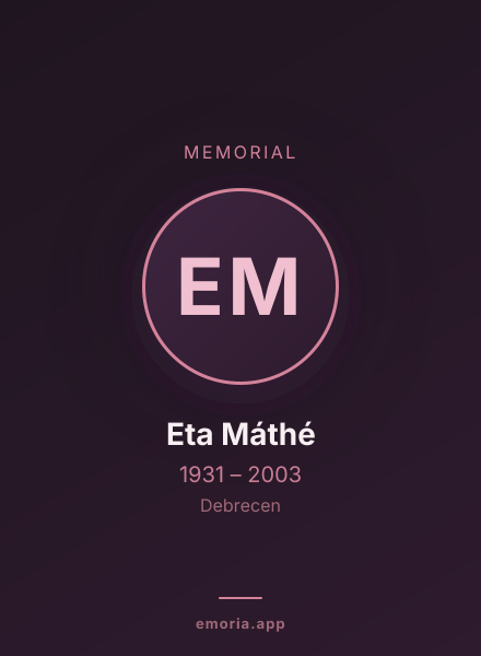 Memorial portrait of Eta Máthé