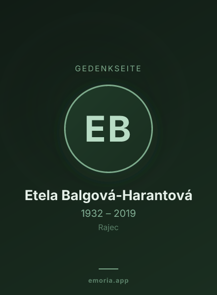 Gedenkportrait von Etela Balgová-Harantová