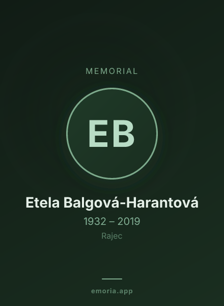Memorial portrait of Etela Balgová-Harantová