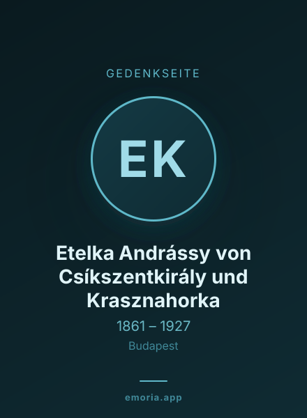 Gedenkportrait von Etelka Andrássy von Csíkszentkirály und Krasznahorka