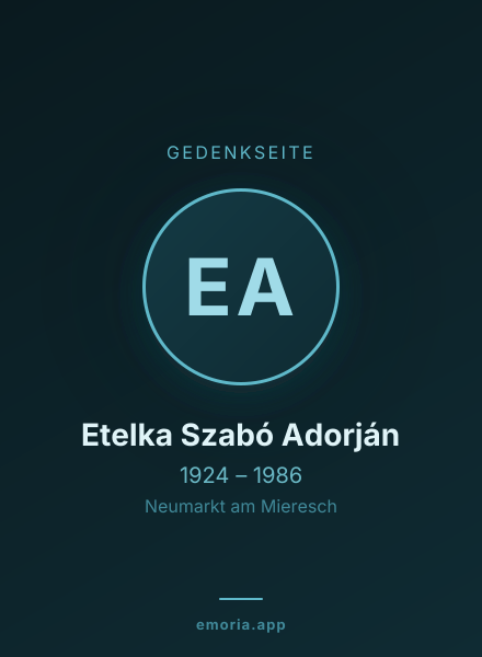 Gedenkportrait von Etelka Szabó Adorján