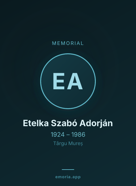Memorial portrait of Etelka Szabó Adorján