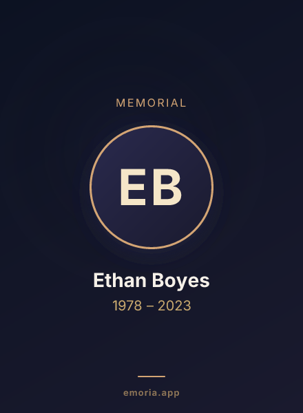 Memorial portrait of Ethan Boyes