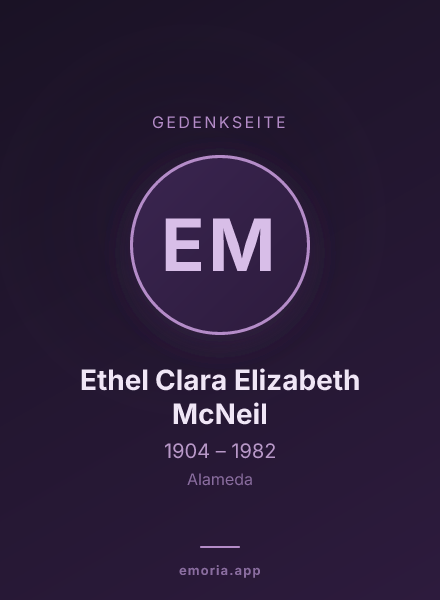 Gedenkportrait von Ethel Clara Elizabeth McNeil