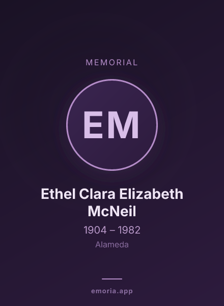 Memorial portrait of Ethel Clara Elizabeth McNeil