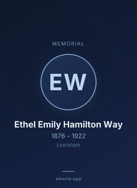 Memorial portrait of Ethel Emily Hamilton Way