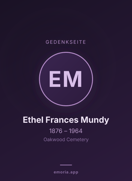 Gedenkportrait von Ethel Frances Mundy
