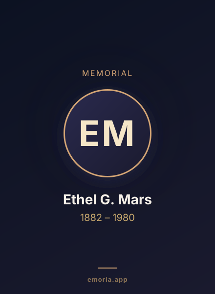 Memorial portrait of Ethel G. Mars