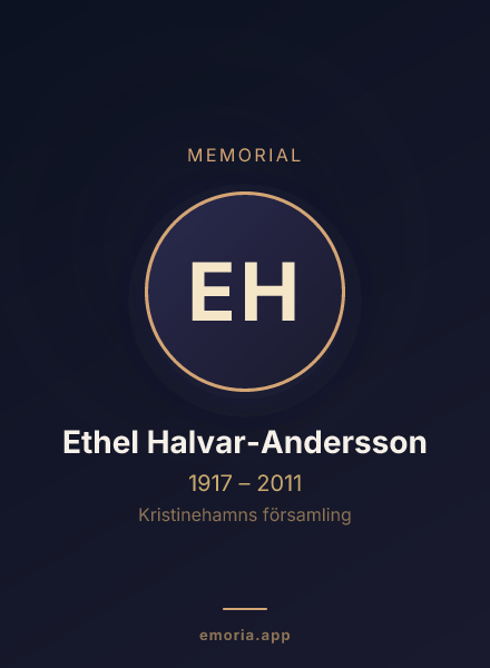 Memorial portrait of Ethel Halvar-Andersson