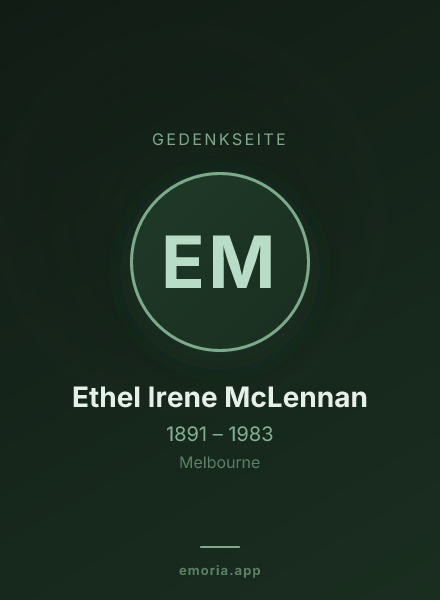 Gedenkportrait von Ethel Irene McLennan