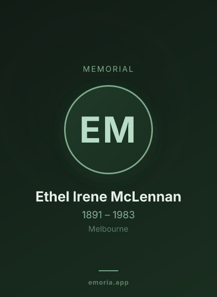 Memorial portrait of Ethel Irene McLennan