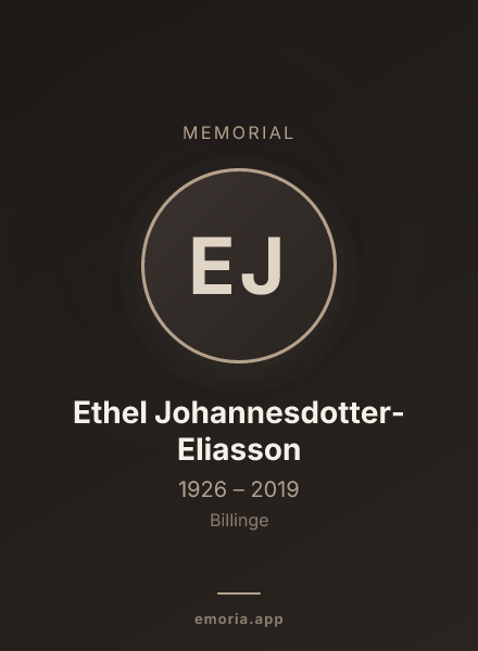 Memorial portrait of Ethel Johannesdotter-Eliasson
