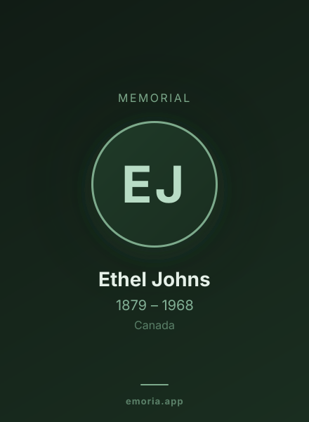 Memorial portrait of Ethel Johns
