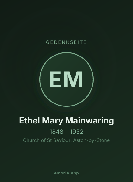 Gedenkportrait von Ethel Mary Mainwaring