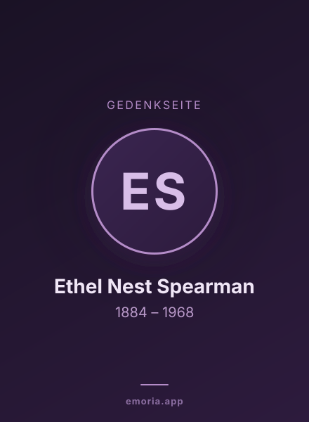 Gedenkportrait von Ethel Nest Spearman