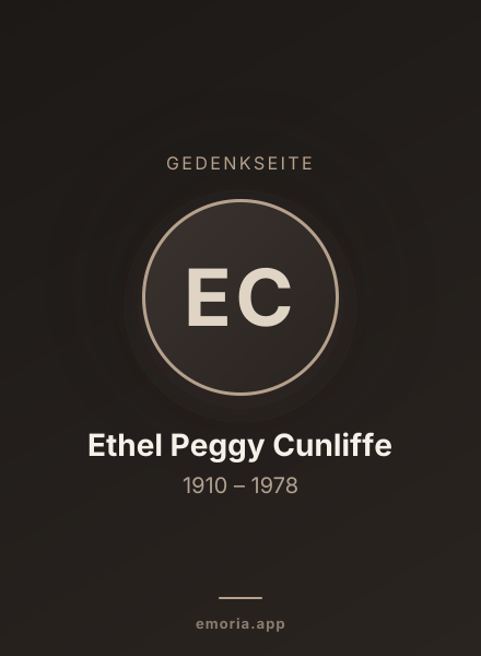 Gedenkportrait von Ethel Peggy Cunliffe