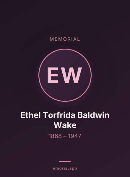 Memorial portrait of Ethel Torfrida Baldwin Wake