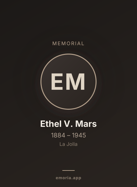 Memorial portrait of Ethel V. Mars