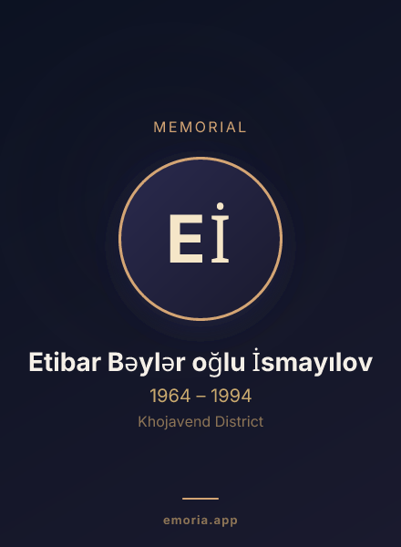 Memorial portrait of Etibar Bəylər oğlu İsmayılov
