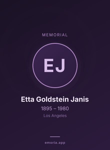 Memorial portrait of Etta Goldstein Janis