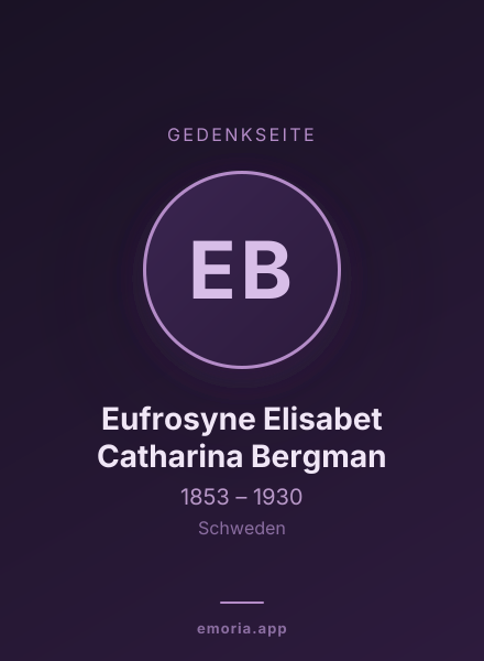 Gedenkportrait von Eufrosyne Elisabet Catharina Bergman
