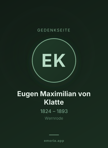 Gedenkportrait von Eugen Maximilian von Klatte