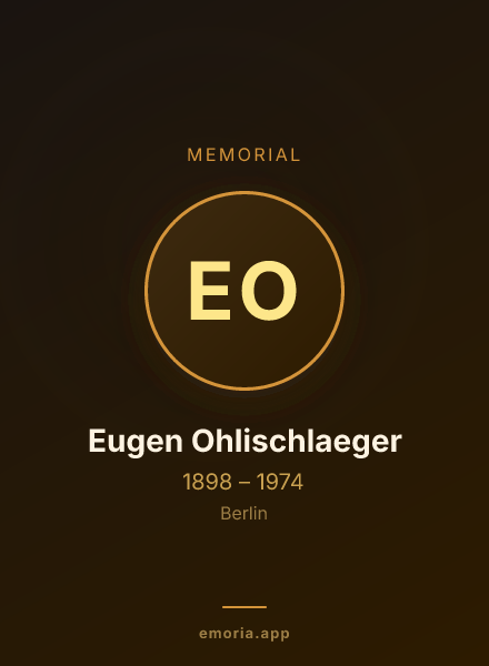 Memorial portrait of Eugen Ohlischlaeger
