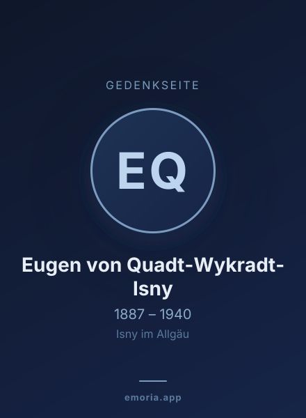 Gedenkportrait von Eugen von Quadt-Wykradt-Isny