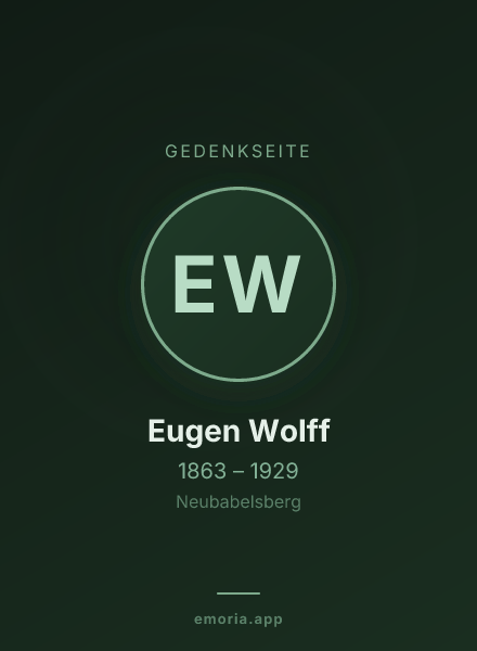 Gedenkportrait von Eugen Wolff