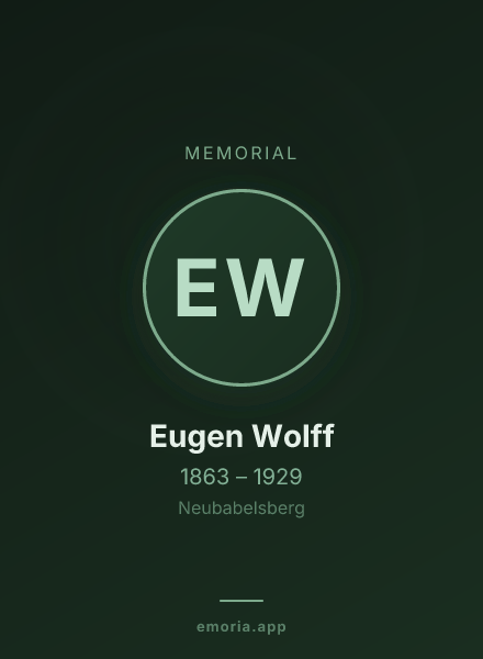 Memorial portrait of Eugen Wolff