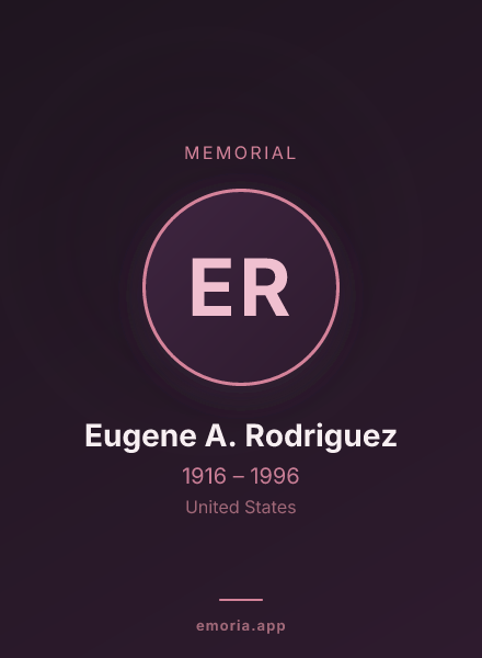Memorial portrait of Eugene A. Rodriguez