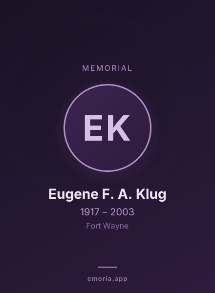 Memorial portrait of Eugene F. A. Klug