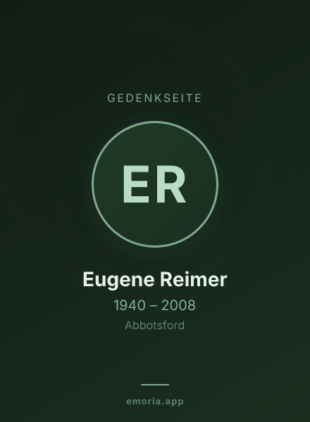 Gedenkportrait von Eugene Reimer