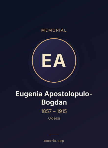 Memorial portrait of Eugenia Apostolopulo-Bogdan