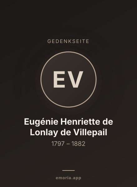 Gedenkportrait von Eugénie Henriette de Lonlay de Villepail