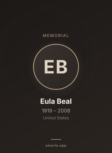 Memorial portrait of Eula Beal