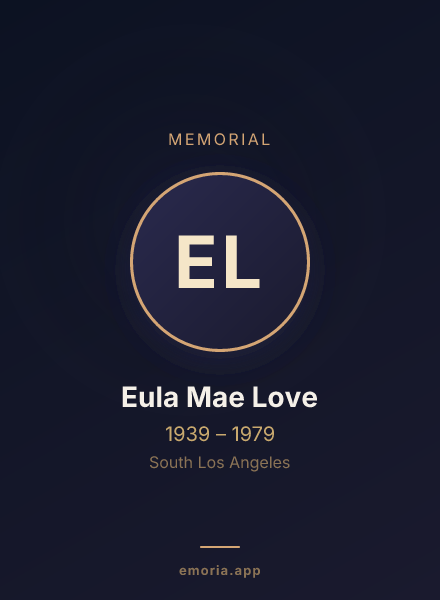 Memorial portrait of Eula Mae Love