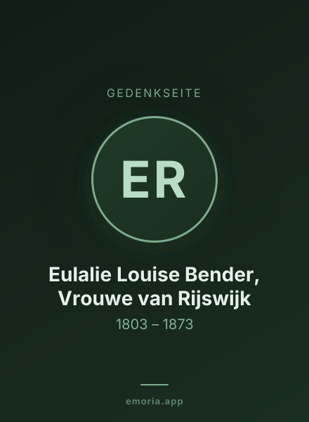 Gedenkportrait von Eulalie Louise Bender, Vrouwe van Rijswijk