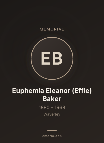 Memorial portrait of Euphemia Eleanor (Effie) Baker
