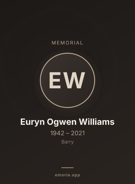 Memorial portrait of Euryn Ogwen Williams