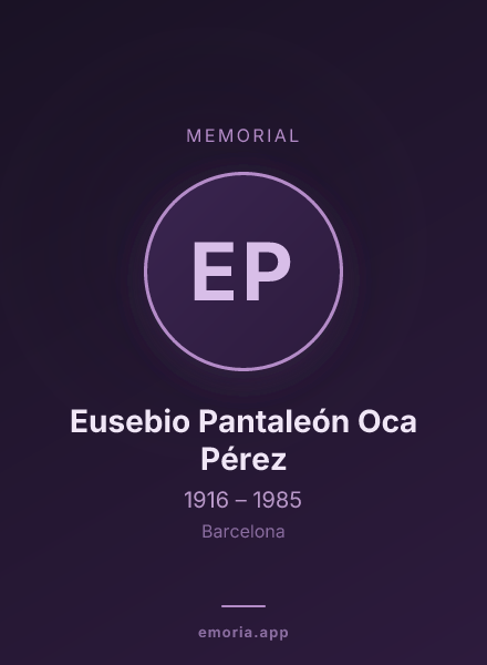 Memorial portrait of Eusebio Pantaleón Oca Pérez