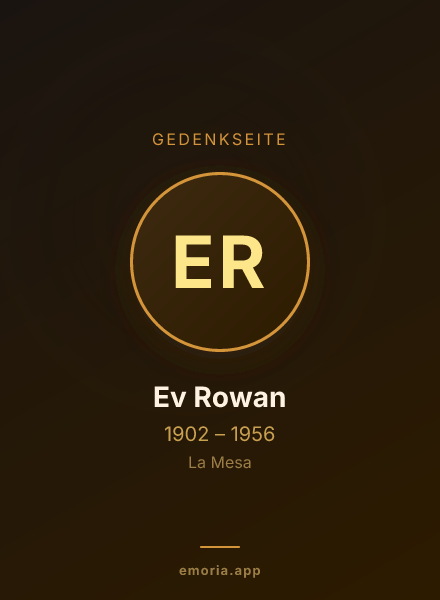 Gedenkportrait von Ev Rowan