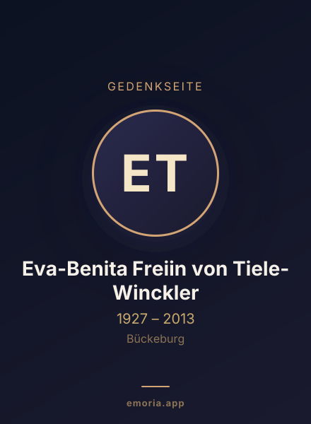 Gedenkportrait von Eva-Benita Freiin von Tiele-Winckler
