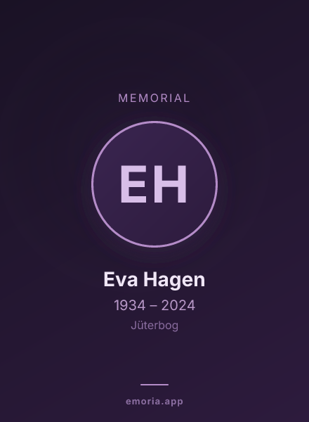 Memorial portrait of Eva Hagen